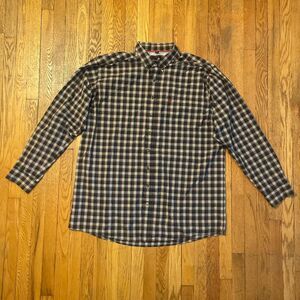 ariat pro series plaid long sleeve flannel button up black red blue XXL tall